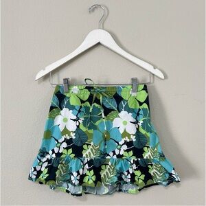 Vintage Y2K 2004 Old Navy Size 2 Green Floral Low Rise Mini Skirt